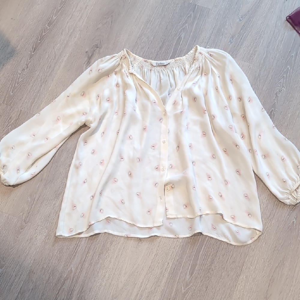 Tucker Cream Three Quarter Sleeve Relaxed Blouse